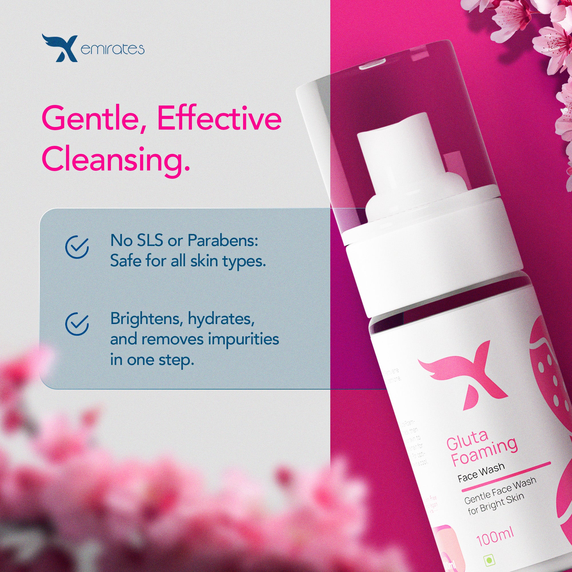 Xemirates Gluta Foaming Face Wash – Brightening & Hydrating Cleanser | 100ml