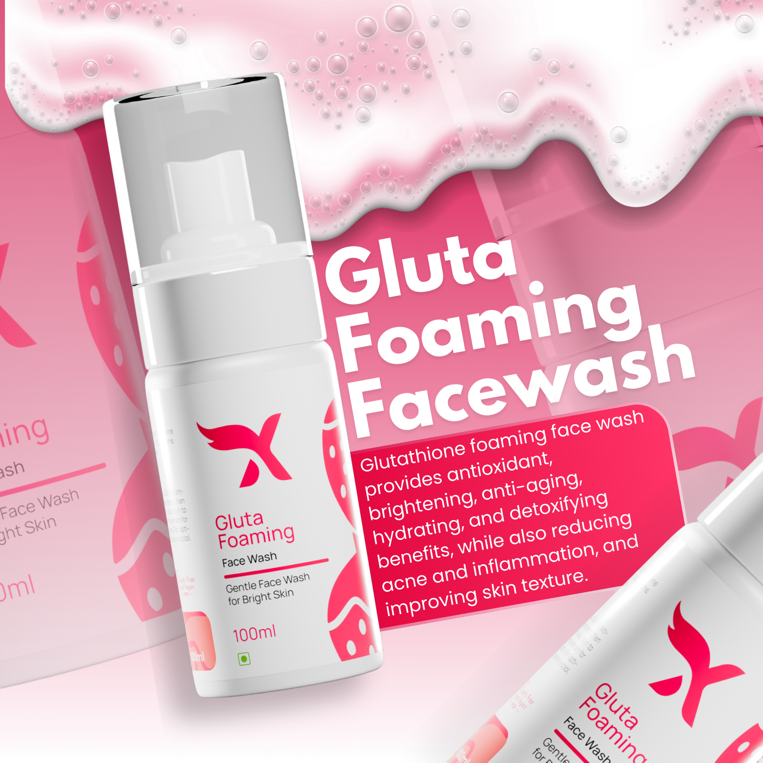 Xemirates Gluta Foaming Face Wash – Brightening & Hydrating Cleanser | 100ml